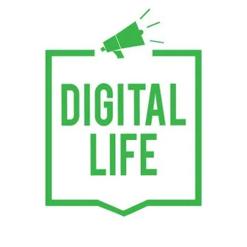 Writing note showing Digital Life. Business photo showcasing Living in a world Ilustração Stock