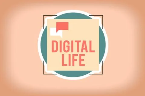 Writing note showing Digital Life. Business photo showcasing Living in a world Ilustração Stock