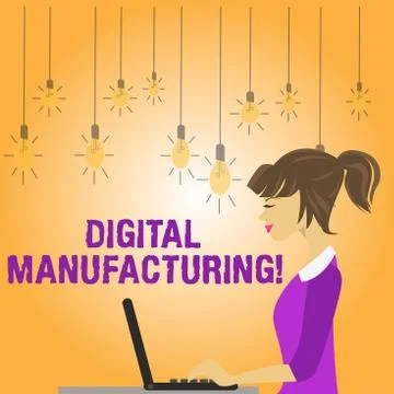 Writing note showing Digital Manufacturing. Business photo showcasing integrated Stock Illustration