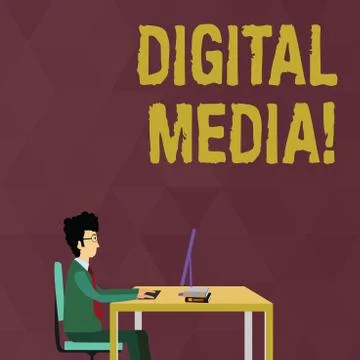 Writing note showing Digital Media. Business photo showcasing digitized content Illustrazione stock