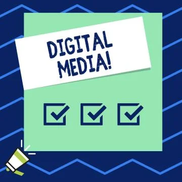 Writing note showing Digital Media. Business photo showcasing digitized content Illustrazione stock