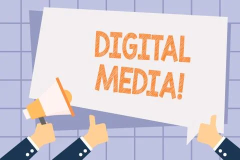 Writing note showing Digital Media. Business photo showcasing digitized content Illustrazione stock