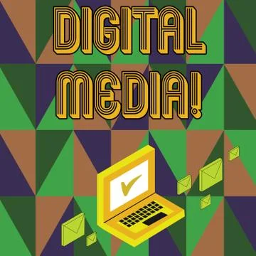 Writing note showing Digital Media. Business photo showcasing digitized content Illustrazione stock