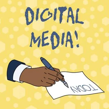 Writing note showing Digital Media. Business photo showcasing digitized content Illustrazione stock