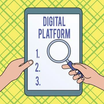 Writing note showing Digital Platform. Business photo showcasing marketing Stock Illustration