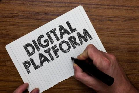 Writing note showing  Digital Platform. Business photo showcasing marketin Stock-Fotos