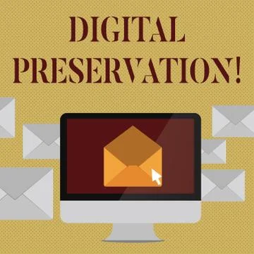 Writing note showing Digital Preservation. Business photo showcasing ensuring 库存插图