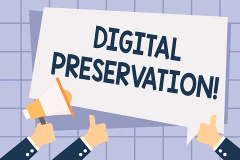 Writing note showing Digital Preservation. Business photo showcasing ensuring 库存插图