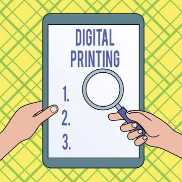 Writing note showing Digital Printing. Business photo showcasing digital based 스톡 일러스트