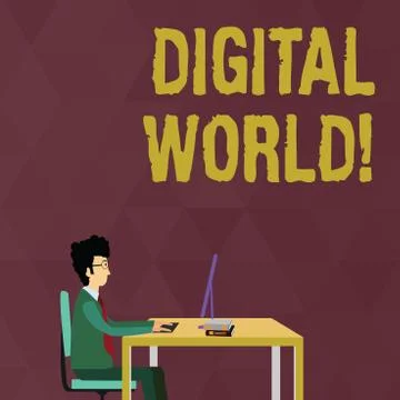 Writing note showing Digital World. Business photo showcasing Inter connected Stock Illustration