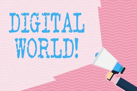 Writing note showing Digital World. Business photo showcasing Inter connected Stock Illustration