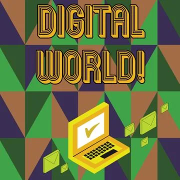 Writing note showing Digital World. Business photo showcasing Inter connected イラスト素材