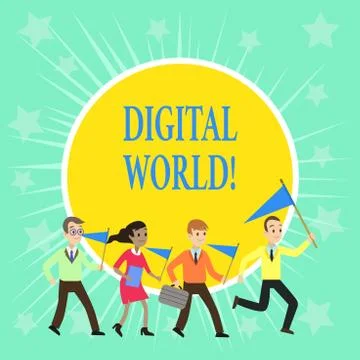 Writing note showing Digital World. Business photo showcasing Inter connected Stock Illustration