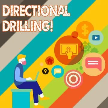 Writing note showing Directional Drilling. Business photo showcasing drilling Stock Illustration
