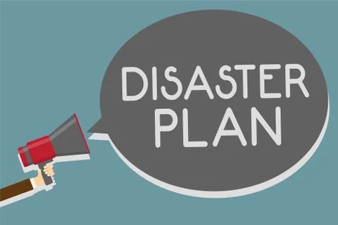 Writing note showing Disaster Plan. Business photo showcasing Respond to Stockillustratie