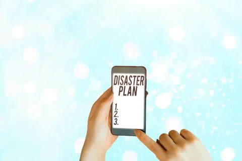 Writing note showing Disaster Plan. Business photo showcasing Respond to 스톡 사진