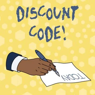 Writing note showing Discount Code. Business photo showcasing Series of letters Stock Illustration