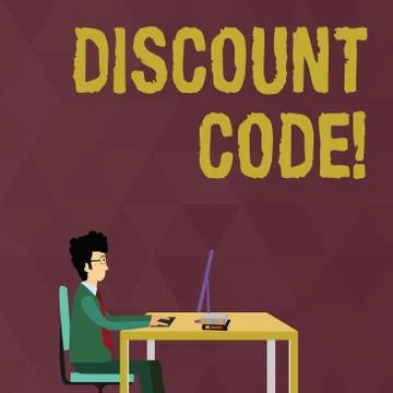 Writing note showing Discount Code. Business photo showcasing Series of letters Stock Illustration