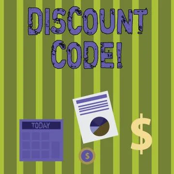 Writing note showing Discount Code. Business photo showcasing Series of letters Stock Illustration