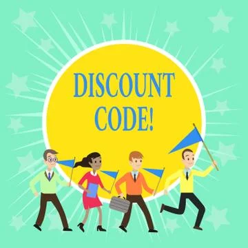 Writing note showing Discount Code. Business photo showcasing Series of letters Illustrazione stock