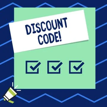 Writing note showing Discount Code. Business photo showcasing Series of letters Stock Illustration