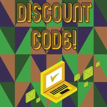 Writing note showing Discount Code. Business photo showcasing Series of letters Stock Illustration
