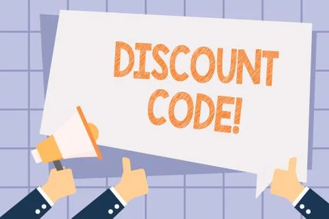 Writing note showing Discount Code. Business photo showcasing Series of letters Illustrazione stock