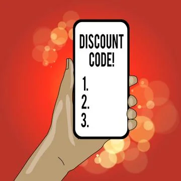 Writing note showing Discount Code. Business photo showcasing Series of letters Stock Illustration