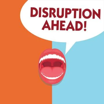 Writing note showing Disruption Ahead. Business photo showcasing Transformation Stock Illustration