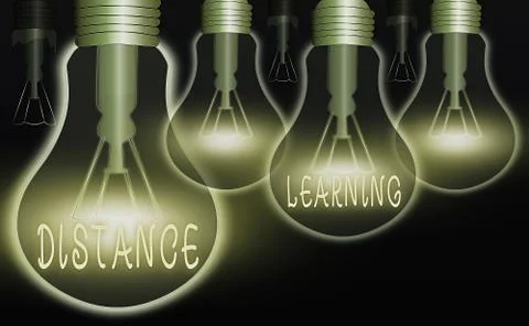 Writing note showing Distance Learning. Business photo showcasing educational Stock-Illustration