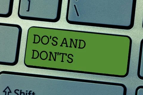 Writing note showing Do s is And Don t nots. Business photo showcasing Techno Stock Photos