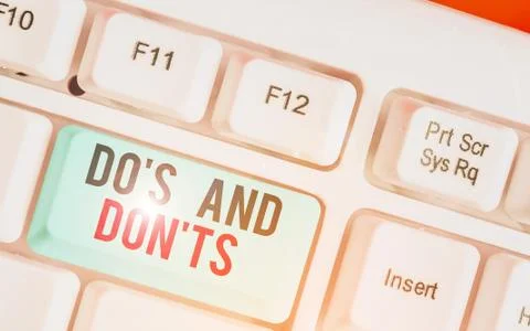 Writing note showing Do S And Don Ts. Business photo showcasing Technologically Stock Photos