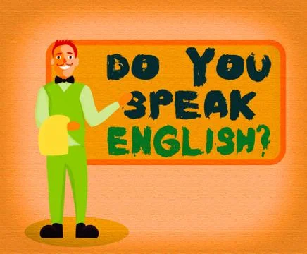 Writing note showing Do You Speak English Question. Business photo showcasing to Stock Illustration