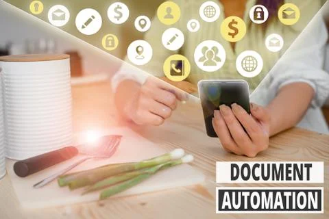 Writing note showing Document Automation. Business photo showcasing workflows Stockfoto's