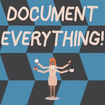Writing note showing Document Everything. Business photo showcasing computer Stock Illustration