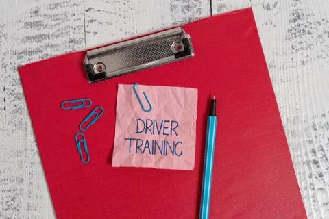 Writing note showing Driver Training. Business photo showcasing prepares a new Stock Photos