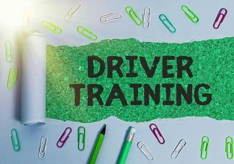 Writing note showing Driver Training. Business photo showcasing prepares a new Stock Photos