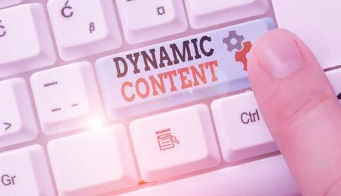 Writing note showing Dynamic Content. Business photo showcasing web content that Stock Photos