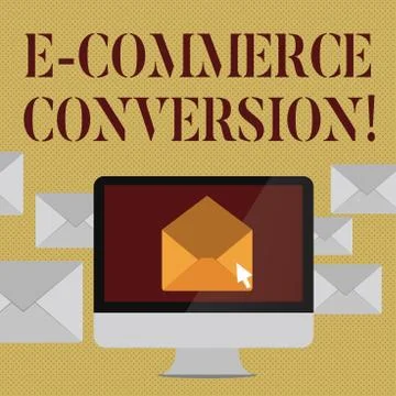 Writing note showing E Commerce Conversion. Business photo showcasing the way to Stock Illustration