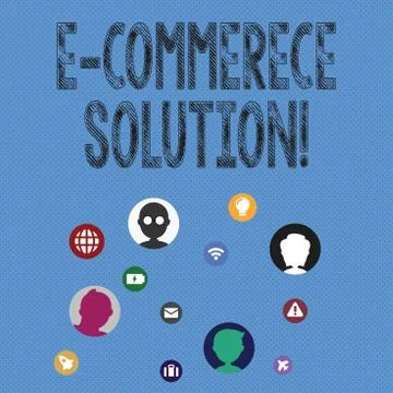 Writing note showing E Commerce Solution. Business photo showcasing Software Illustrazione stock