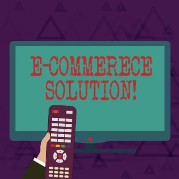 Writing note showing E Commerce Solution. Business photo showcasing Software Illustrazione stock