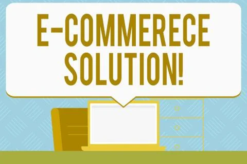 Writing note showing E Commerce Solution. Business photo showcasing Software Stock Illustration