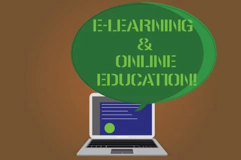 Writing note showing E Learning And Online Education. Business photo showcasing Stock-Illustration