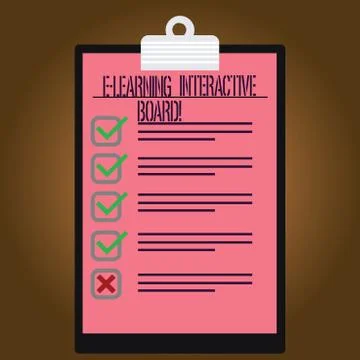 Writing note showing E Learning Interactive Board. Business photo showcasing Illustrazione stock