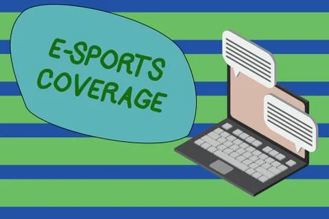 Writing note showing E Sports Coverage. Business photo showcasing Reporting live Stock Illustration