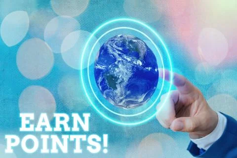 Writing note showing Earn Points. Business photo showcasing collecting scores in Fotos de archivo