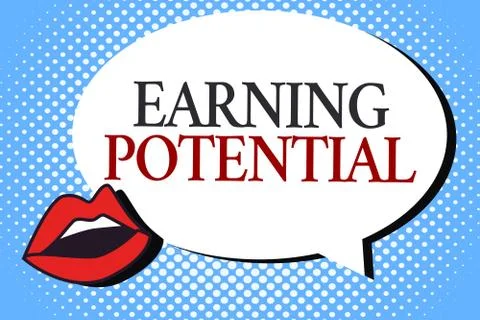 Writing note showing Earning Potential. Business photo showcasing Top salary for Stock Illustration