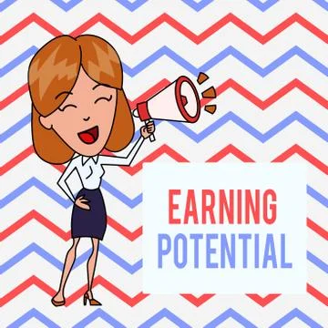 Writing note showing Earning Potential. Business photo showcasing Top salary for Stock Illustration