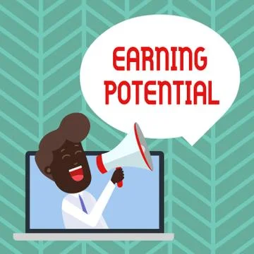 Writing note showing Earning Potential. Business photo showcasing Top salary for Stock Illustration