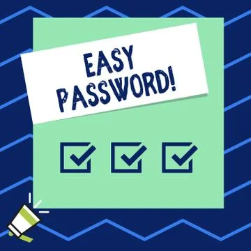 Writing note showing Easy Password. Business photo showcasing Easy code that Illustration